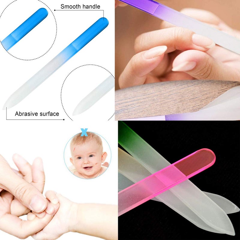 QRWT 12 Pack Glass Nail Files with Case Crystal Glass Fingernail Files Double Sided Glass Nail File Mixed Color Manicure Set Christmas Gifts Stocking Stuffers - Image 4